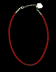 Nina Lapchyk 18" coral  necklace with silver spacers  #5