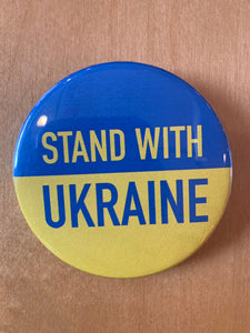 STAND WITH UKRAINE Ukrainian Flag Blue and yellow button