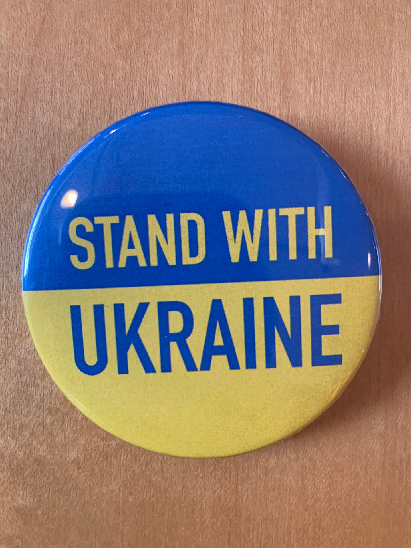 STAND WITH UKRAINE Ukrainian Flag Blue and yellow button