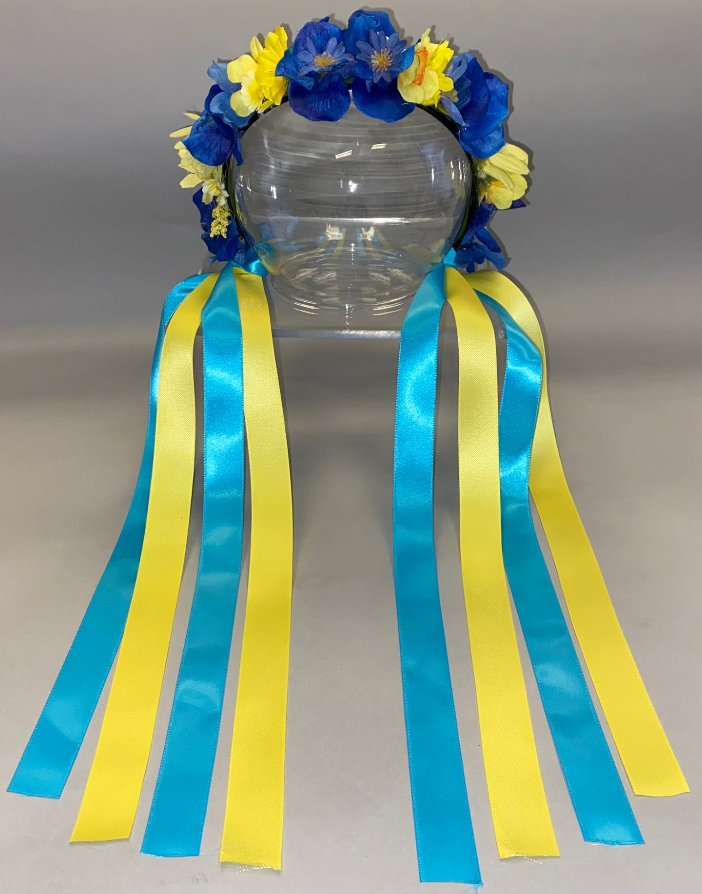 Vinok with blue & yellow flowers ,blue & yellow ribbons