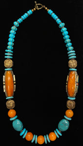 Yara Litosch  24"single  strand Moroccan beads w/inlays #12
