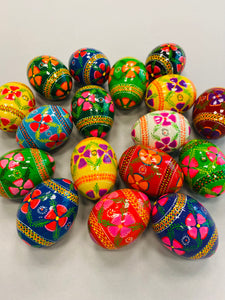 Wooden floral painted design large Pysanky assorted colors