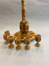 Load image into Gallery viewer, Wooden decorative Pitcher on stand with matching cups ( three different patterns)
