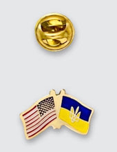 Load image into Gallery viewer, Ukrainian /American flag lapel pin
